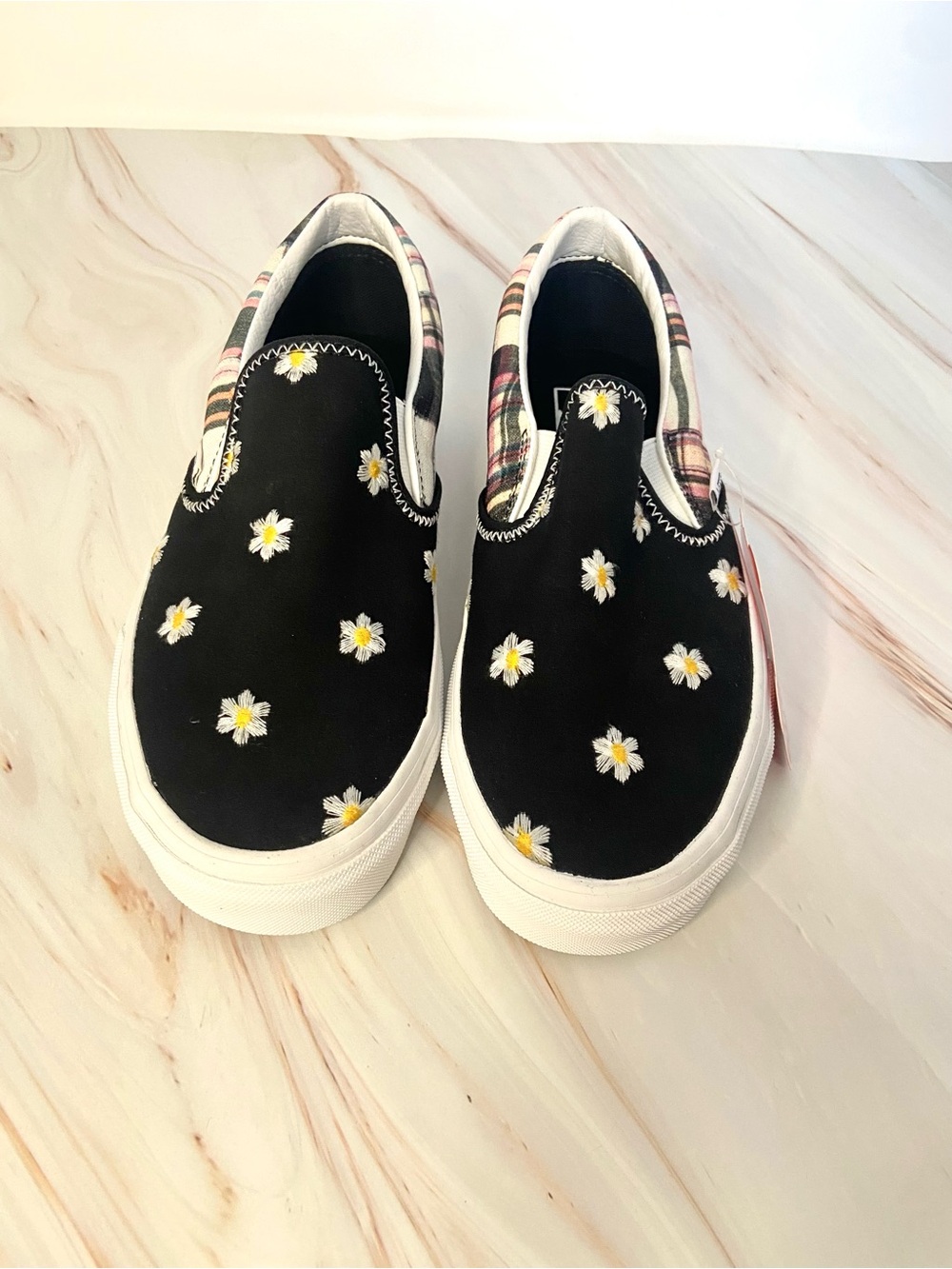 Vans Slip-On Sneakers with Daisy Embroidery